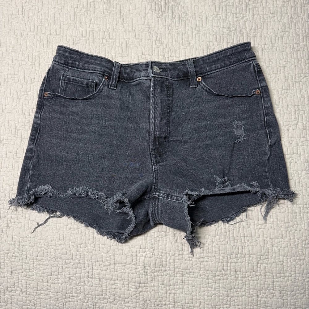 Old Navy High Rise OG Straight Denim Shorts Faded Black Size 14